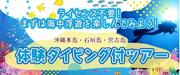>美しい海の中覗いてみませんか？ライセンス不要の体験ダイビング付ツアー！